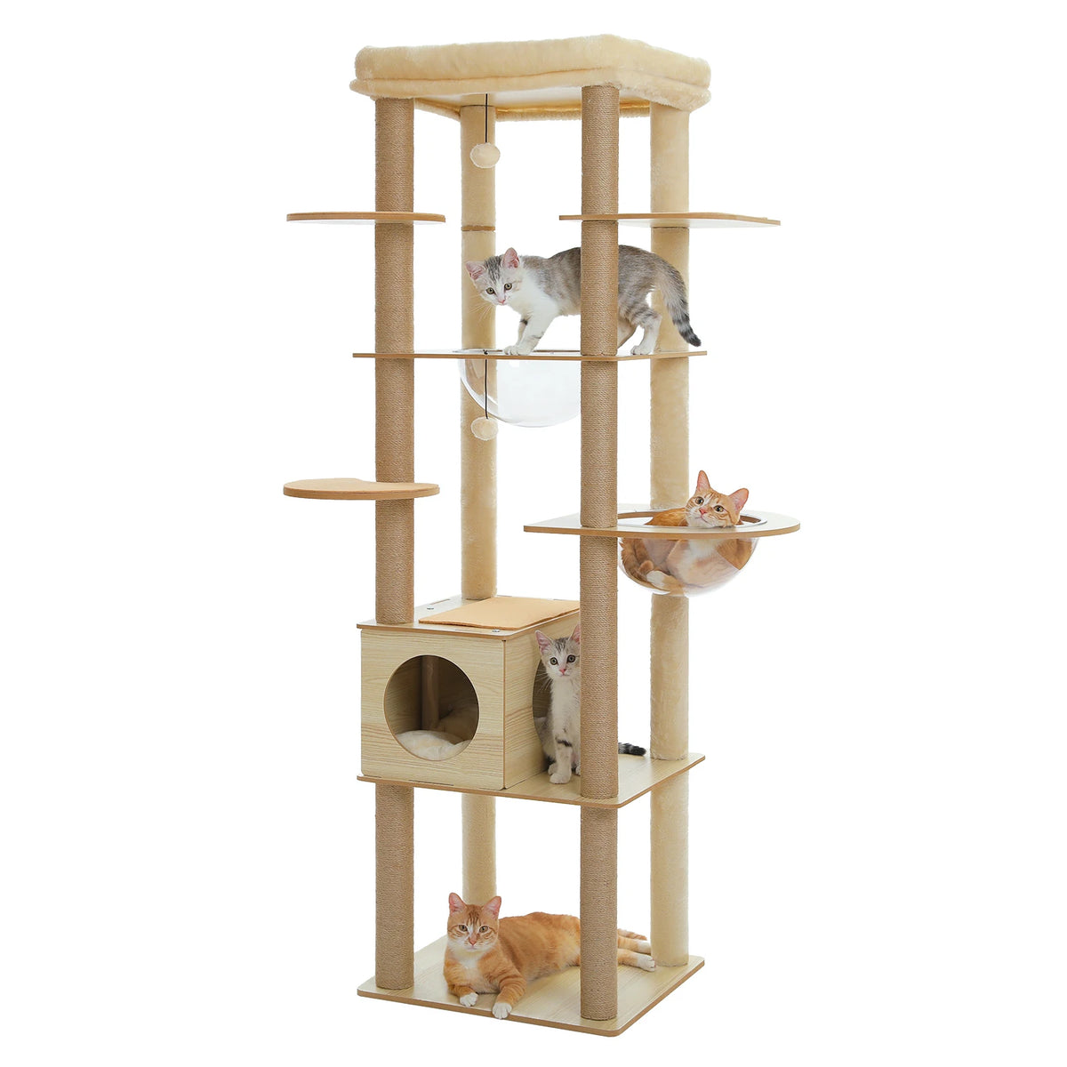 Multi-Level Cat Tree for Indoor with Scratching Posts Spacious Condo Hammock Top Perch Scratcher