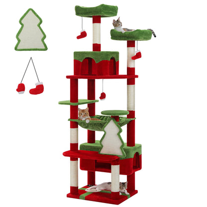 Large Cat Tree and Tower for Indoor Cats With Sisal-Covered Scratching Posts Spacious Hammock Padded Perches
