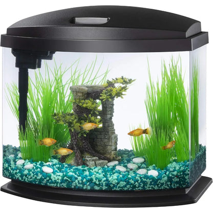 Small Aquarium Starter Kit for Betta, Shrimp, Small Fish - 5 Gallon Desktop Tank with Filter, LED Light, Conditioner