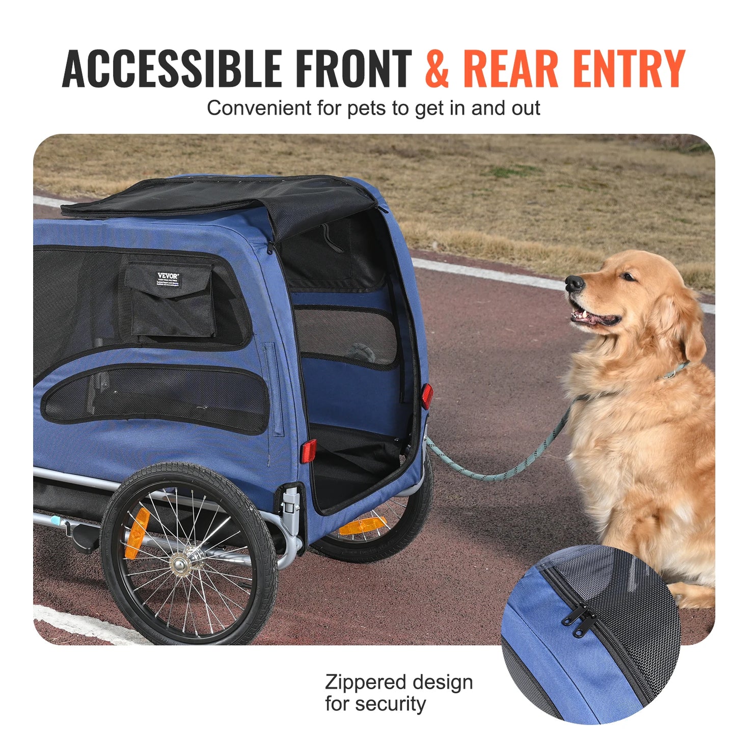 SucceBuy 100lbs Pet Cart Bicycle Carrier/Trailer with Coupler, Reflectors, Flag, Collapsible
