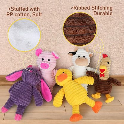 5 Pack Plush Dog Squeaky Toys, Assortment Value Bundle for Small Medium And Large Dogs,