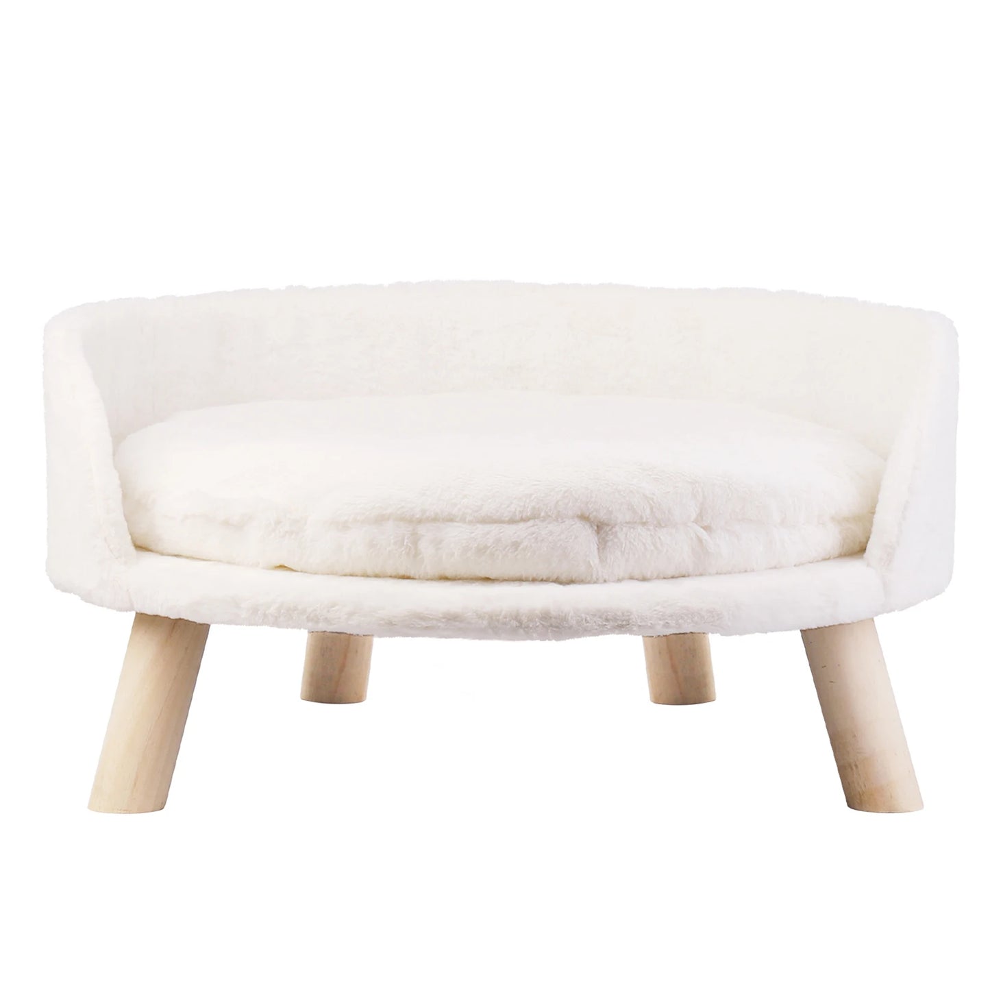 Luxury Soft Cat Bed, Warm Plush Fabric, Pet Nesting Chair, Washable Couch Wood Legs with Cushion Pad