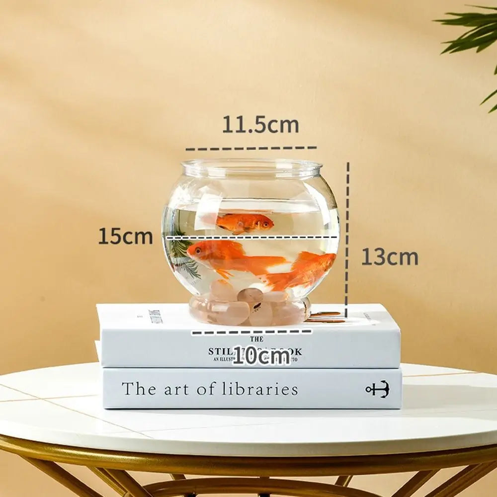 Home Decor Clear Transparent Round Fish Tank Plastic Small Fish Bowl creative light
