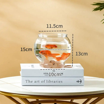 Home Decor Clear Transparent Round Fish Tank Plastic Small Fish Bowl creative light