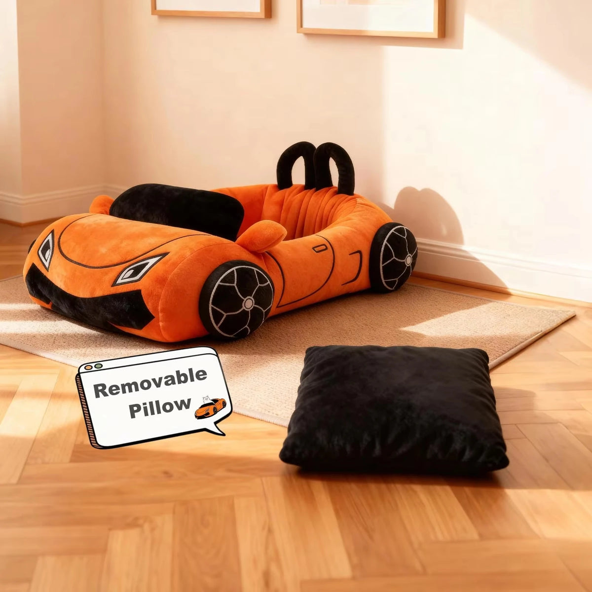 Cute Cat Beds Soft and Cozy Small Beds with Pillow Washable