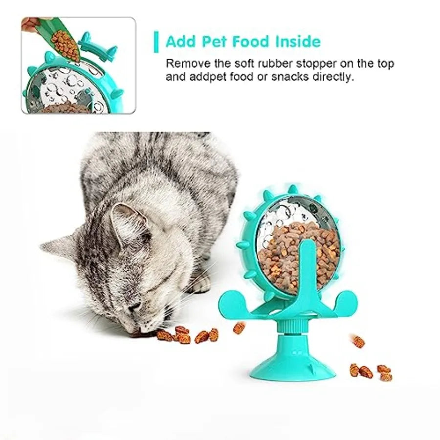 Cat Interactive Feeder 360° Degree Rotating, Interactive Cat Food Treat Dispenser