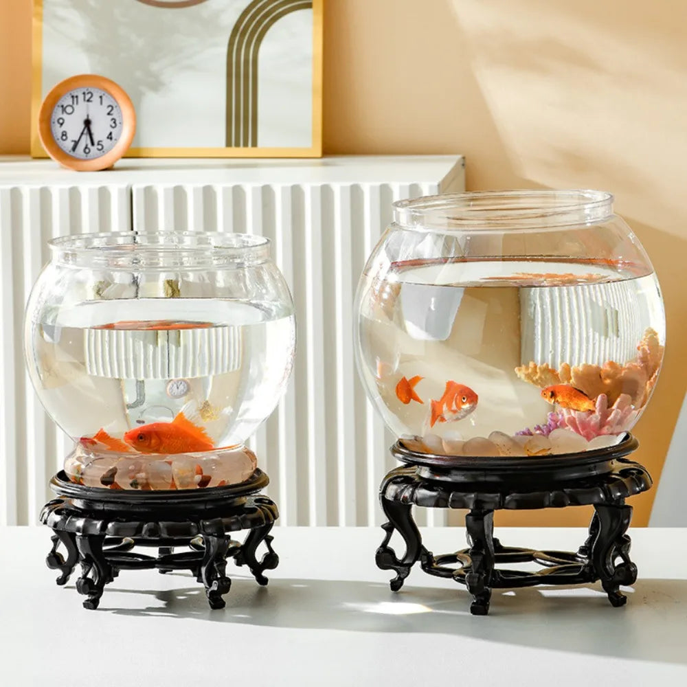 Home Decor Clear Transparent Round Fish Tank Plastic Small Fish Bowl creative light