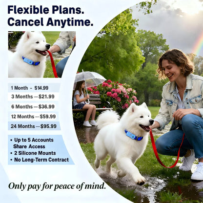 GPS Pet Tracker for Dogs Cats Real Time Tracking Unlimited Distance QR Code Anti-Lost Locator with SIM Subscription Required
