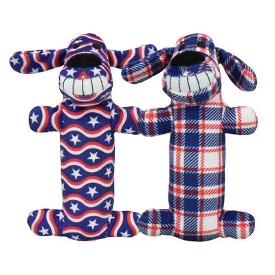 Interactive Dog Toy Loofa Americana Stars Stripes and Plaid Plush for Entertaining and Cuddling Play