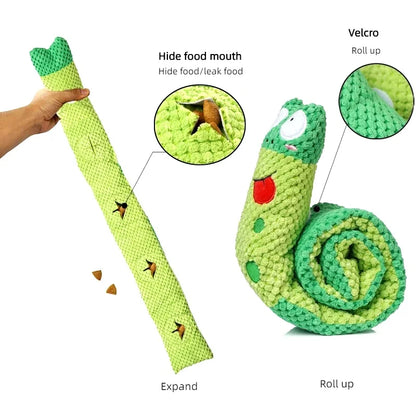 Dog Puzzle Feeder, Interactive Plush Toy Indestructible Resistant Foldable Snail