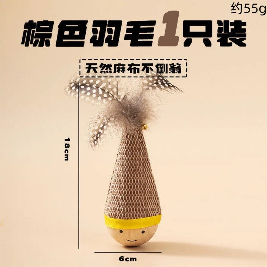 Tumbler Feather Cat Toy Self Play Teaser Wand Boredom Relief Interactive