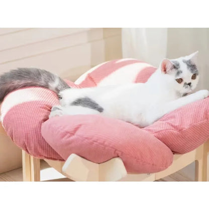 With Soft Cushion Three-Color Wooden High Leg Cat Bed - Comfortable Pet Sofa, Ideal for Cats And Small Dogs, Includes Hardware