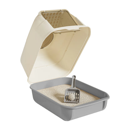 Double Door Cat Litter Box Suitable for Multi-Cat Households, Entry System with Smooth Access Door for Litter Boxes, Space-Saving for Modern Bathrooms,