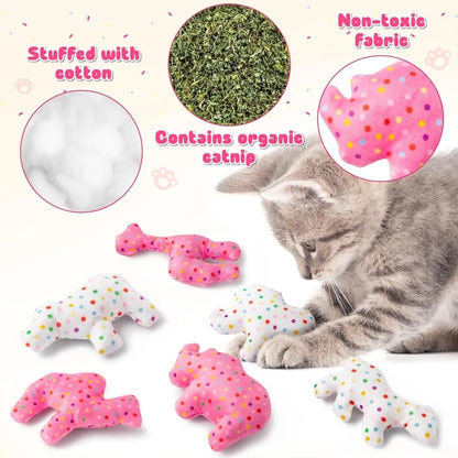 6Pcs Frosted Animal Cookie Catnip Cat Toy