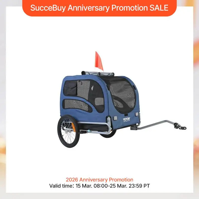 SucceBuy 100lbs Pet Cart Bicycle Carrier/Trailer with Coupler, Reflectors, Flag, Collapsible