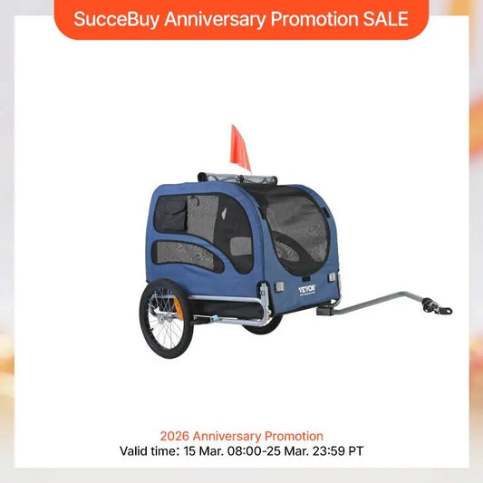 SucceBuy 100lbs Pet Cart Bicycle Carrier/Trailer with Coupler, Reflectors, Flag, Collapsible