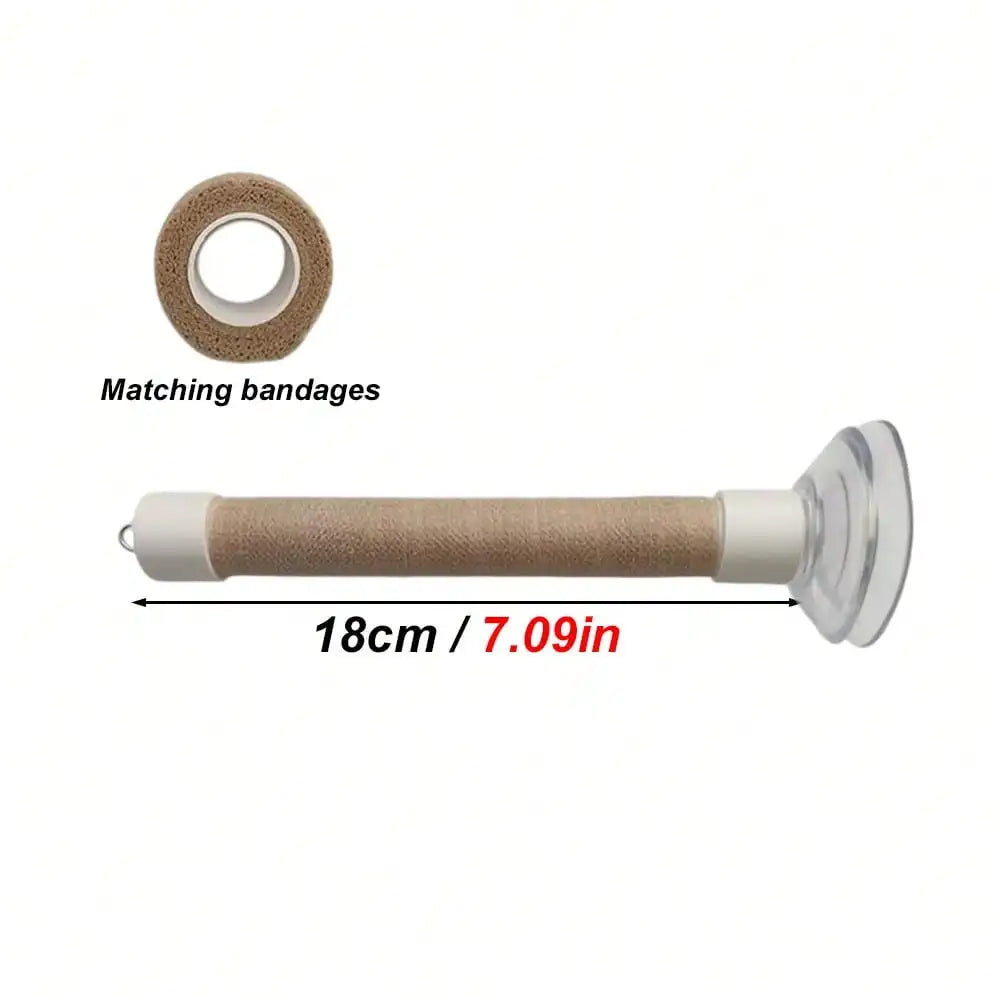 PVC Pipe With Suction Cup Stand, Elastic Band Wrapped Training Perch Toy