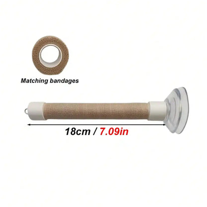 PVC Pipe With Suction Cup Stand, Elastic Band Wrapped Training Perch Toy