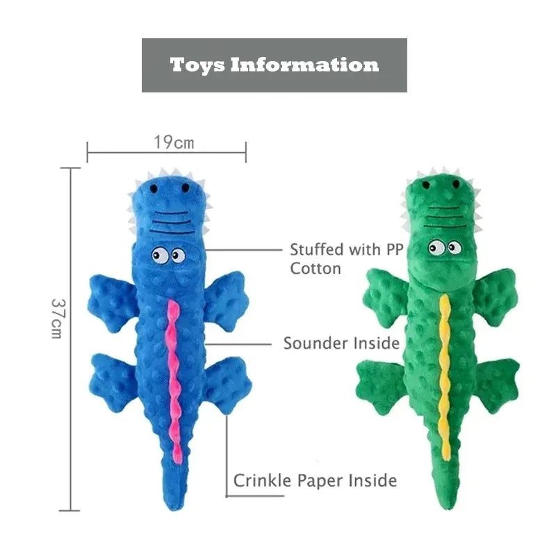Soft Plush Squeaky Dog Chew Toy, Stuffed Crocodile
