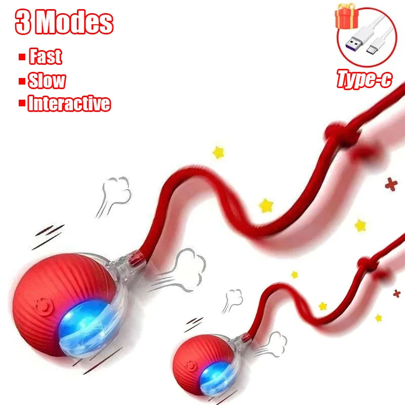 New Cat Interactive Ball  - Automatic Rolling Ball Faux Tail Rechargeable Smart Pet Electric Toy