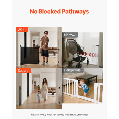 SucceBuy Retractable Pet Gate with Security Lock Easy to Use Walk Through Without Tripping