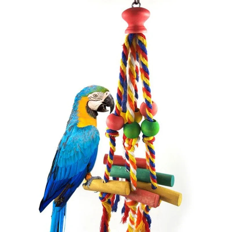 Random Colored Bird Accessorie, Wood Chewing Toy Rope
