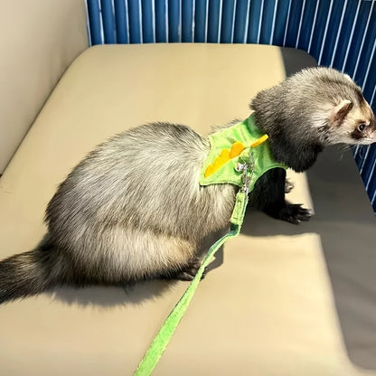 Ferret Lead Rope Vest Type Adjustable Pet Rope Cute Dinosaur Shape with Bell for Walking Ferrets