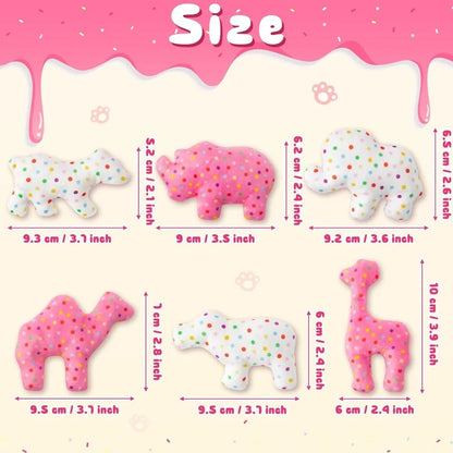 6Pcs Frosted Animal Cookie Catnip Cat Toy