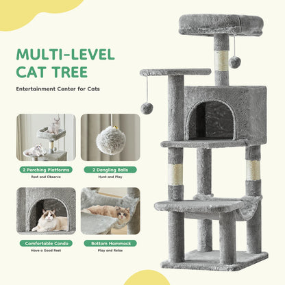 Tall Multi-Cat Climbing Tower for Pet Furniture -  Natural Sisal Scratching Posts Stable Pet House for Indoor Cat