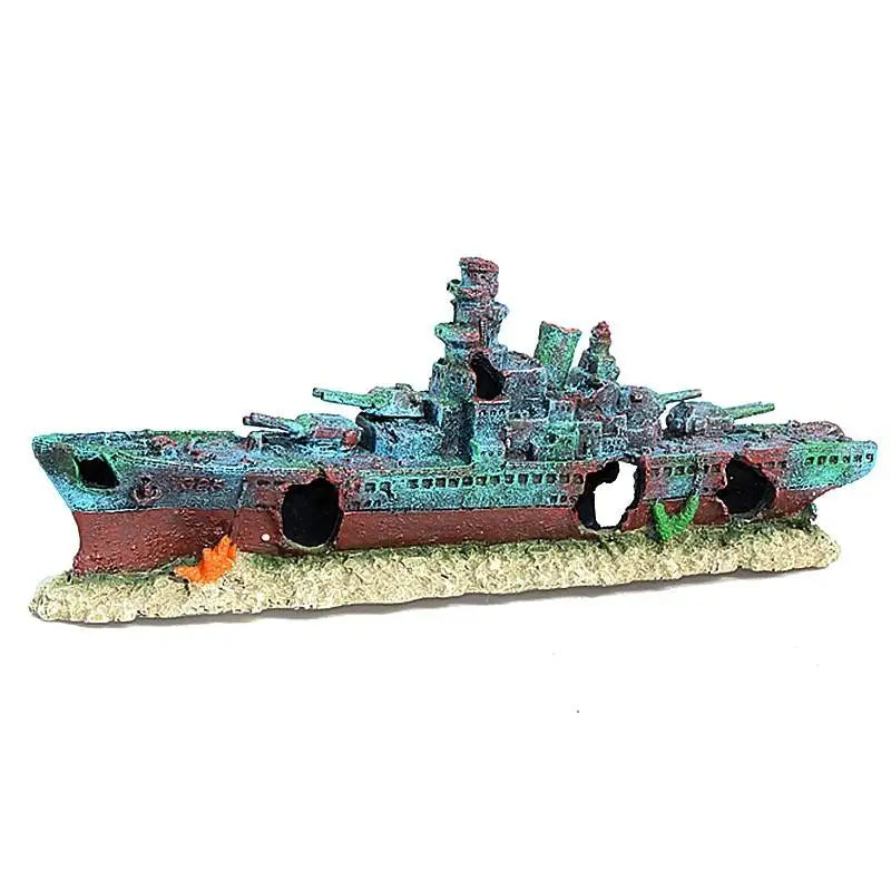 Aquarium Resin Sunken Pirate Ship Wear Resist Warship Handicrafts Shipwreck Decorations for Fish Tank