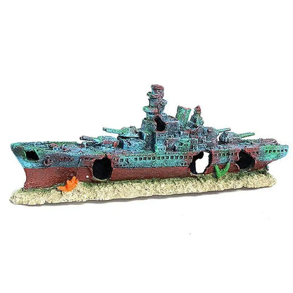Aquarium Resin Sunken Pirate Ship Wear Resist Warship Handicrafts Shipwreck Decorations for Fish Tank