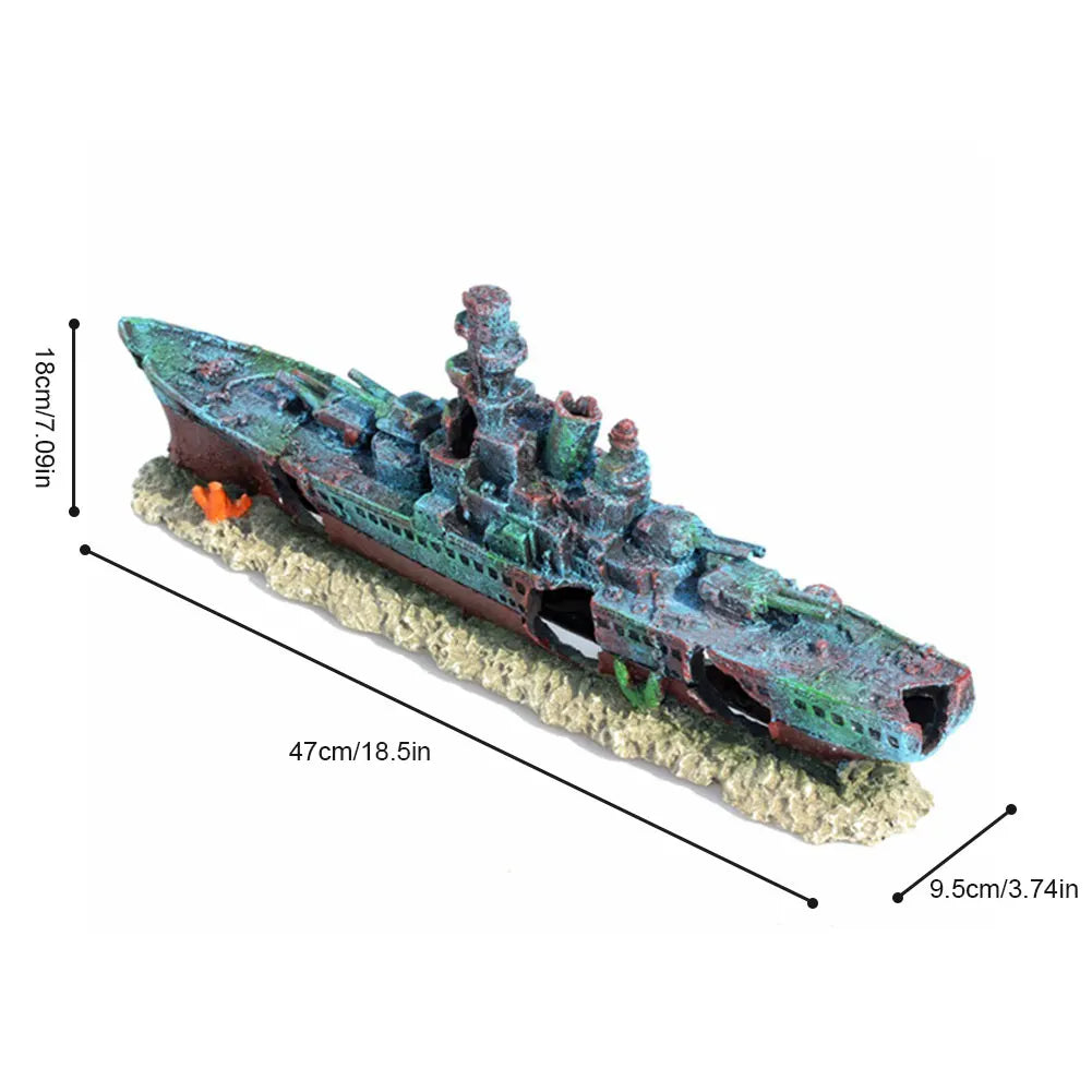 Aquarium Resin Sunken Pirate Ship Wear Resist Warship Handicrafts Shipwreck Decorations for Fish Tank