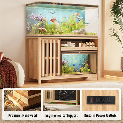 55-75" Gallon Aquarium Fish Tank Stand with Built-in Power Outlet & Storage Cabinet,
