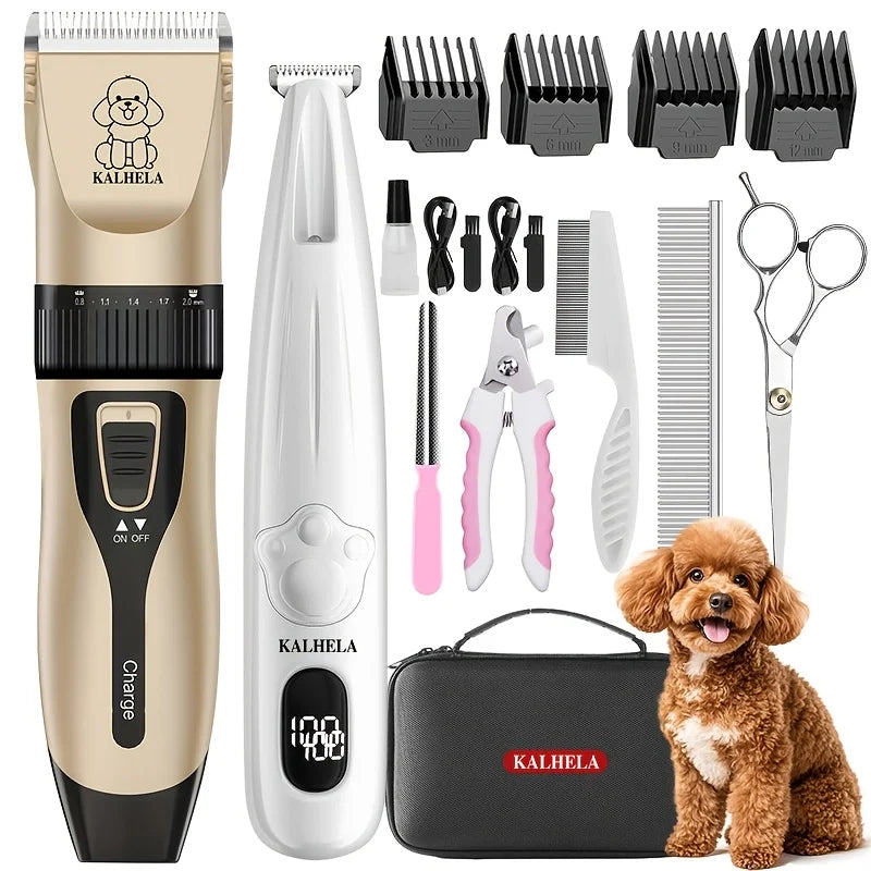 KALHELA 2-in-1 Pet Grooming Kit (includes a pet hair clipper and pet nail clippers), designed specifically for pet grooming and suitable for all types of large and small cats and dogs