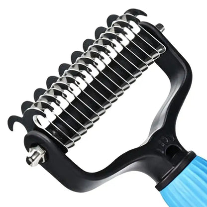 Dog Cat Dematting Comb Double-Sided Stainless Steel Pet Hair Rake, Gently Removes Tangles Knots Loose Fur,