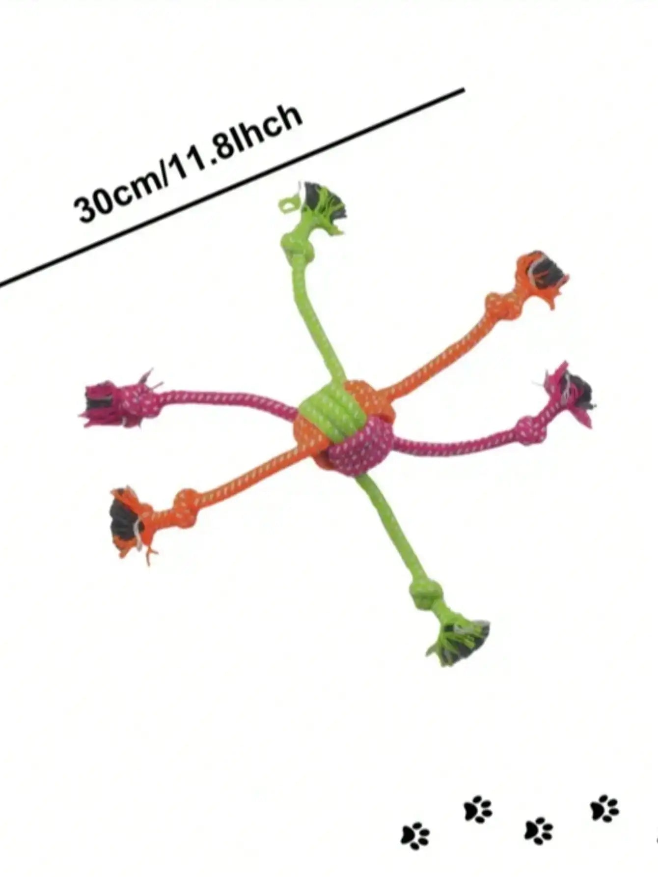 Durable Chewable Dog Rope Toy Green Orange Tassels Interactive