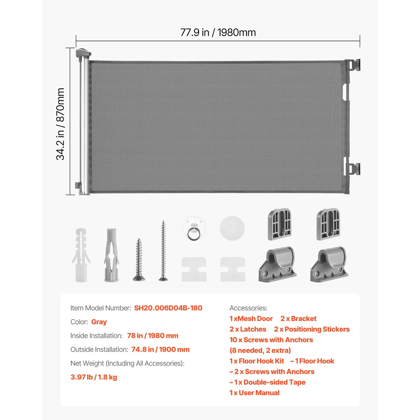 SucceBuy Retractable Pet Gate with Security Lock Easy to Use Walk Through Without Tripping