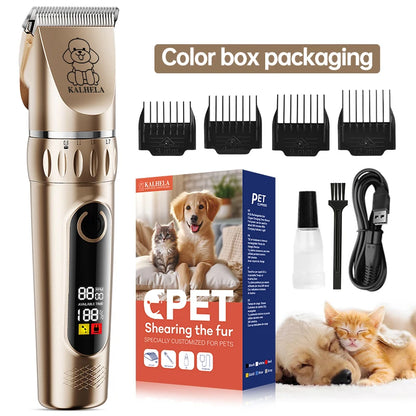 Professional Pet Grooming Kit | Rechargeable Electric Dog and Cat Hair Trimmer Set with Scissors and Nail Clipper, Quiet Rechargeable Pet Hair Grooming Kit