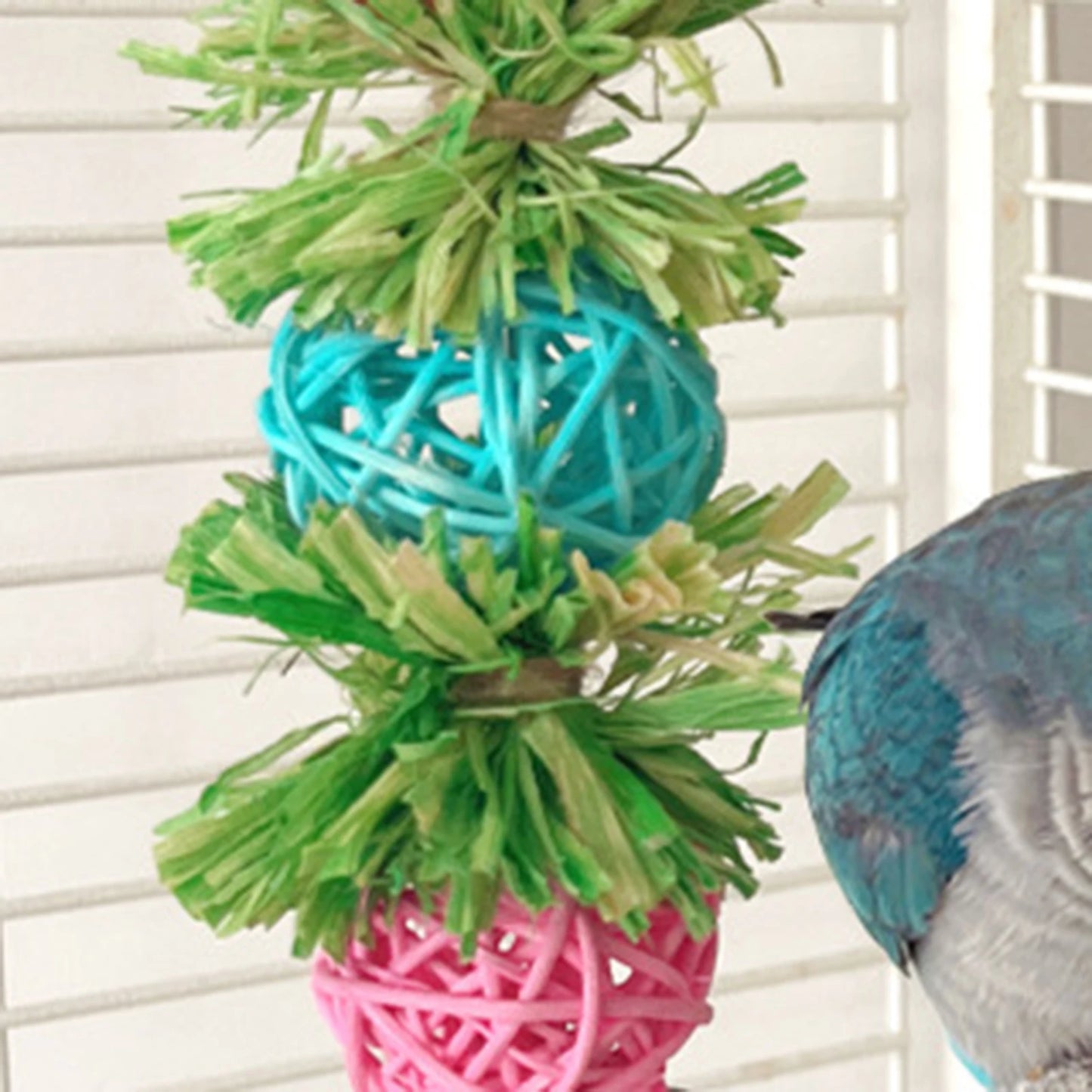 Parrot Chew Toys Natural Corn Husk Ball and Cob String Hanging Foraging Interactive Bird Toys