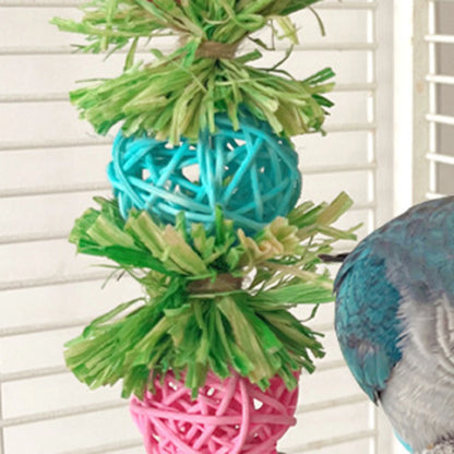 Parrot Chew Toys Natural Corn Husk Ball and Cob String Hanging Foraging Interactive Bird Toys