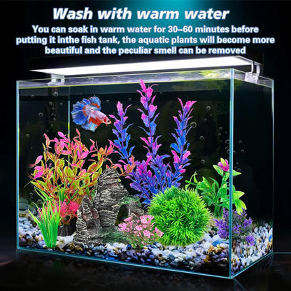 Artificial Aquarium Plants and Rock Cave Decor Set