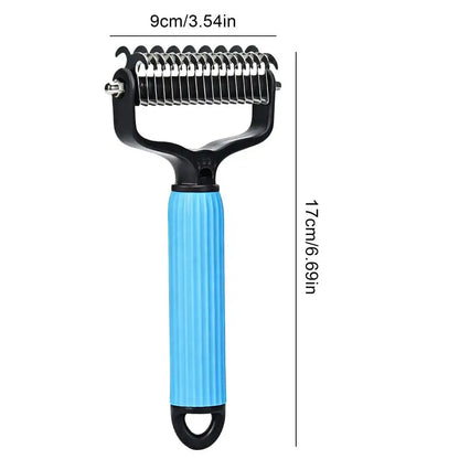 Dog Cat Dematting Comb Double-Sided Stainless Steel Pet Hair Rake, Gently Removes Tangles Knots Loose Fur,