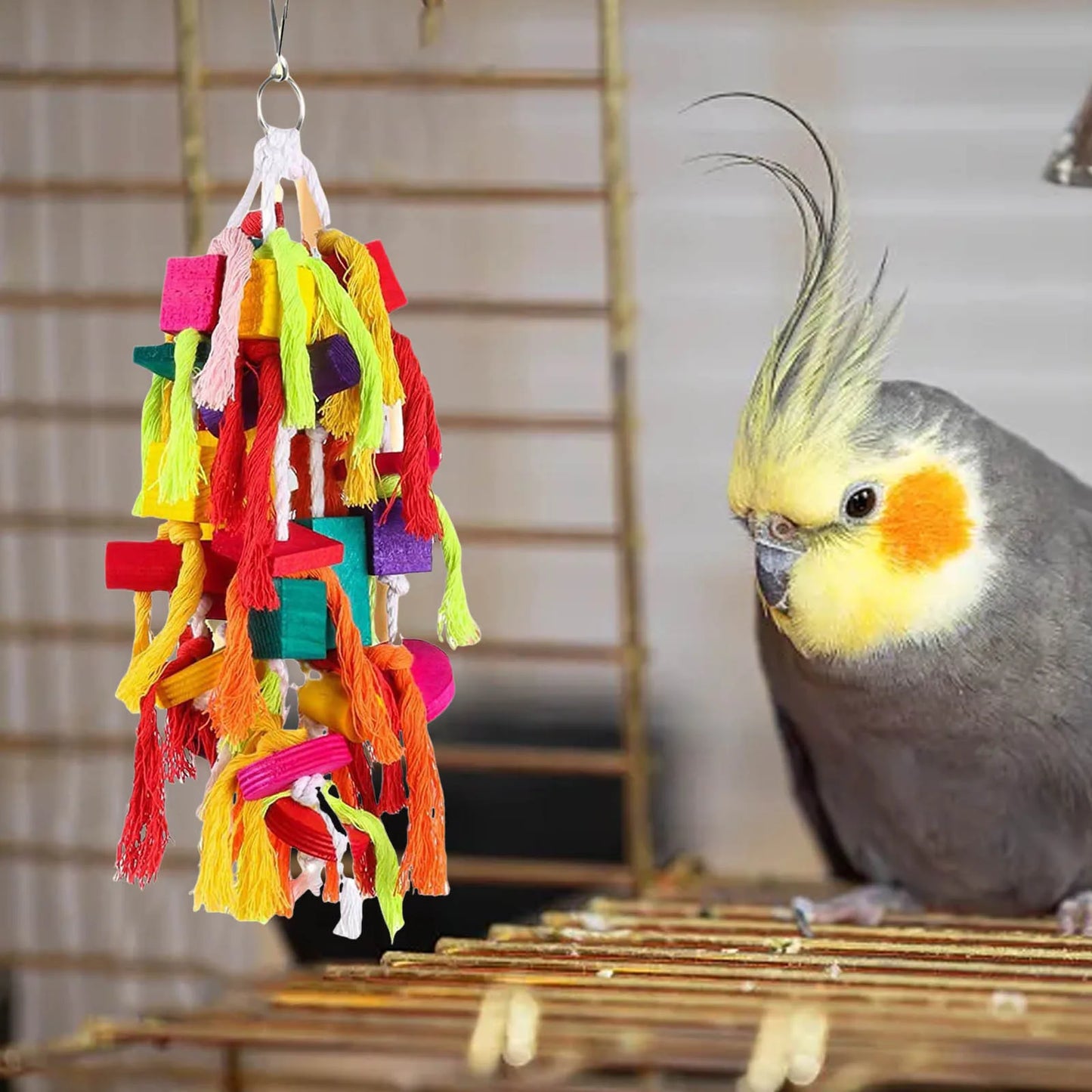 Parrot Toys Colorful Rope Wooden Bird Supplies