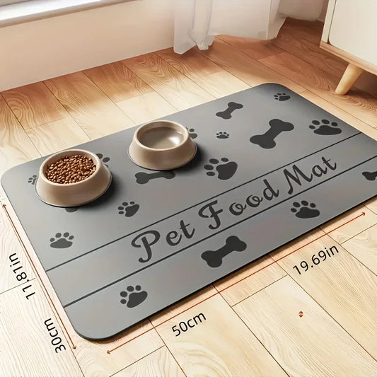 Non-Slip Absorbent Pet Mat - Feeding/Sleeping Pad For Cats Dogs Durable Easy Clean