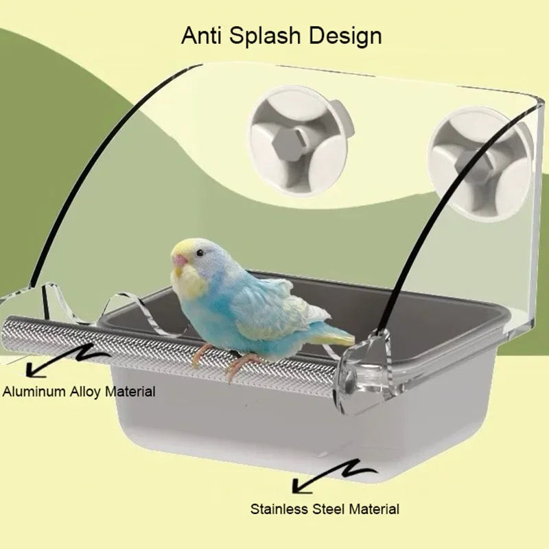 Large Stainless Steel Pet Bird Food Water Bowl Easy to Install Anti Splash