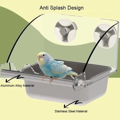 Large Stainless Steel Pet Bird Food Water Bowl Easy to Install Anti Splash