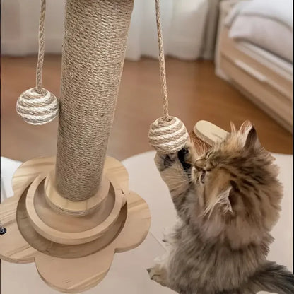 High-Quality Cat Scratch Board Rotating Platform - Wooden Fiber Chew Toy, Durable and Non Shedding