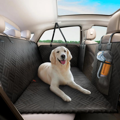 Hard Bottom Rear Seat Extender, Load-Bearing 400 Pounds, 600D Heavy-Duty Anti-Scratch Washable Dog Hammock for Cars and Suvs
