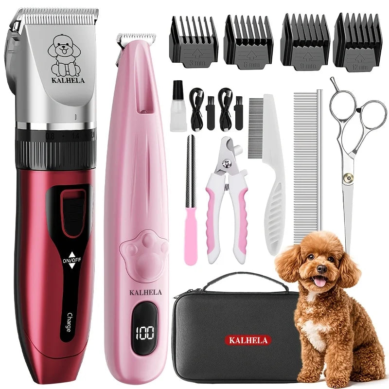 KALHELA 2-in-1 Pet Grooming Kit (includes a pet hair clipper and pet nail clippers), designed specifically for pet grooming and suitable for all types of large and small cats and dogs