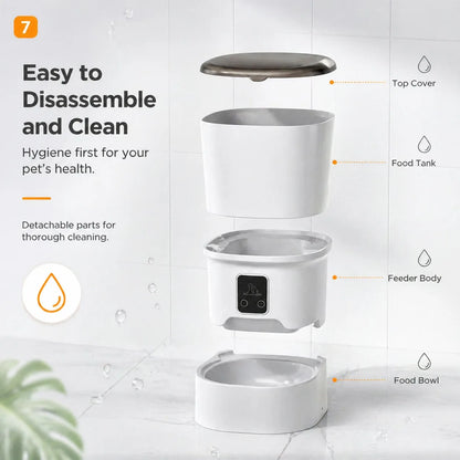 Large Capacity Smart Automatic Cat Feeder with Bowl -  APP Control, Timed Feeding, Anti-Clogging Design for Cats & Small Dogs,